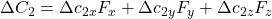  \Delta C_2 = \Delta c_{2x} F_x + \Delta c_{2y} F_y + \Delta c_{2z} F_z 